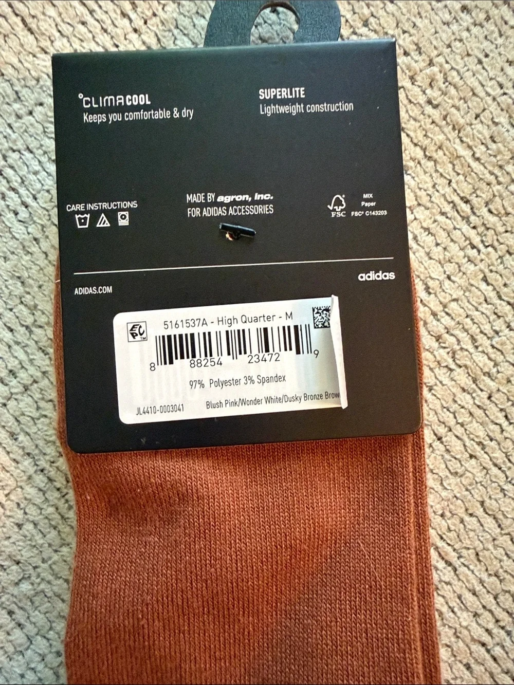 adidas 3-Pack Crew Socks in Pink, Brown, Cream